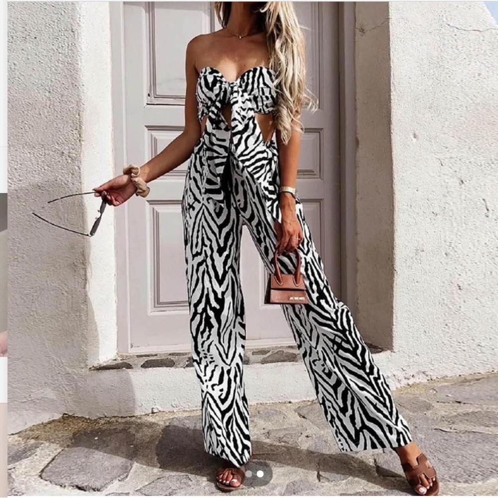 Black and White Zebra Print Skirt and Bow Set